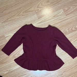 Cat & Jack Long sleeve peplum knit for baby girl size 12months